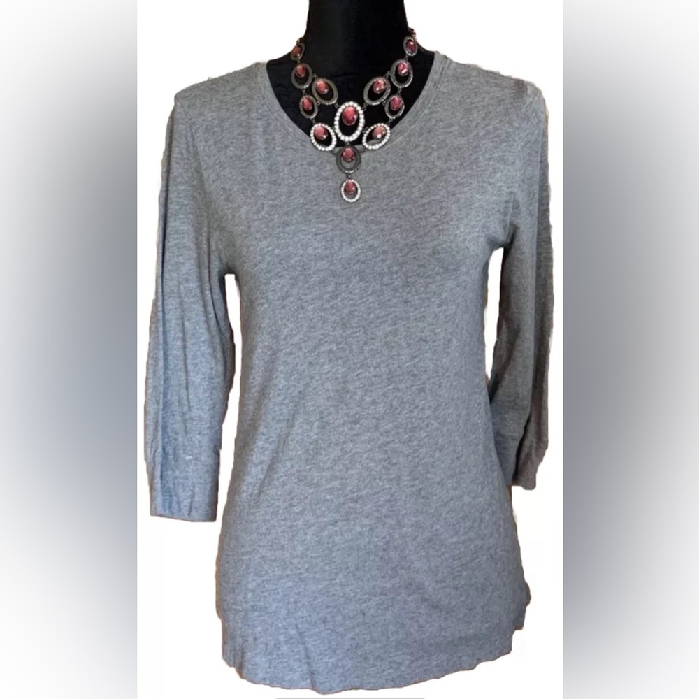 Banana Republic Gray Silver 3/4 Sleeve Button Detail Size Small
